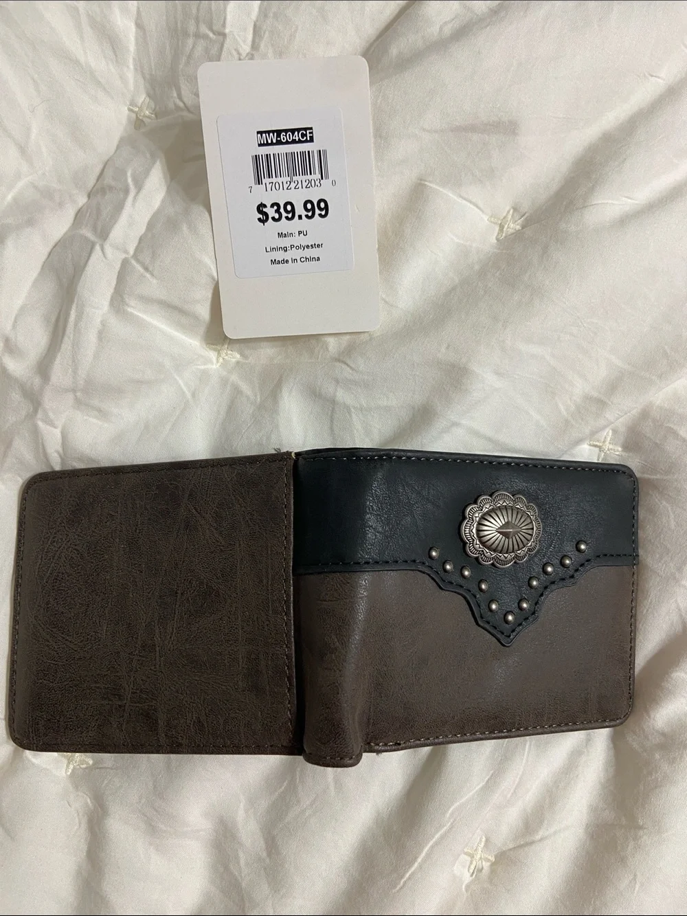 Men's Black & Brown Western-Style Bi-Fold Card & Key Wallet